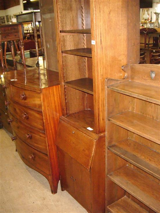 Slim oak bureau bookcase